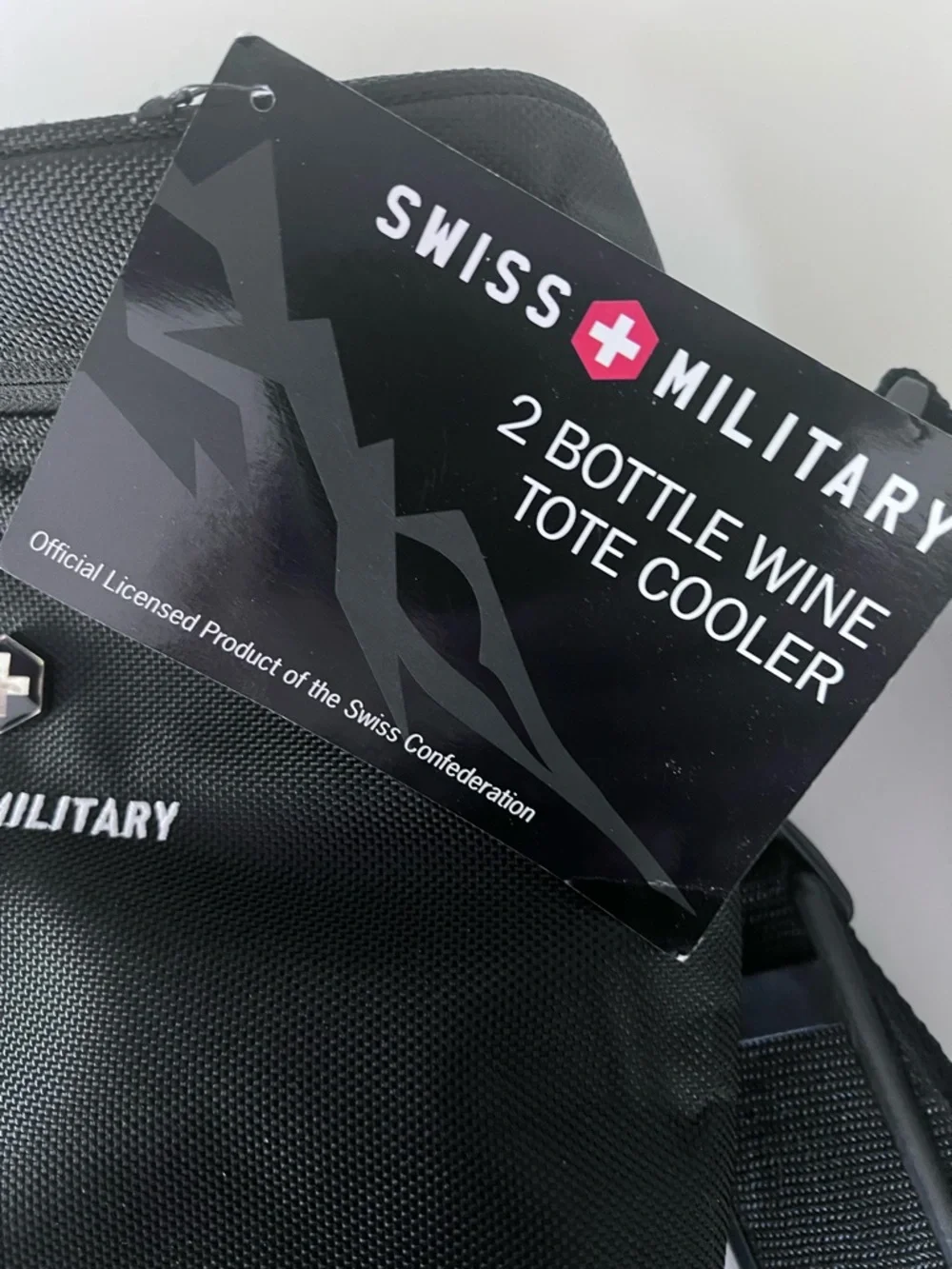 Swiss + Military Black 2-Bottle Insulated Wine Tote NWT